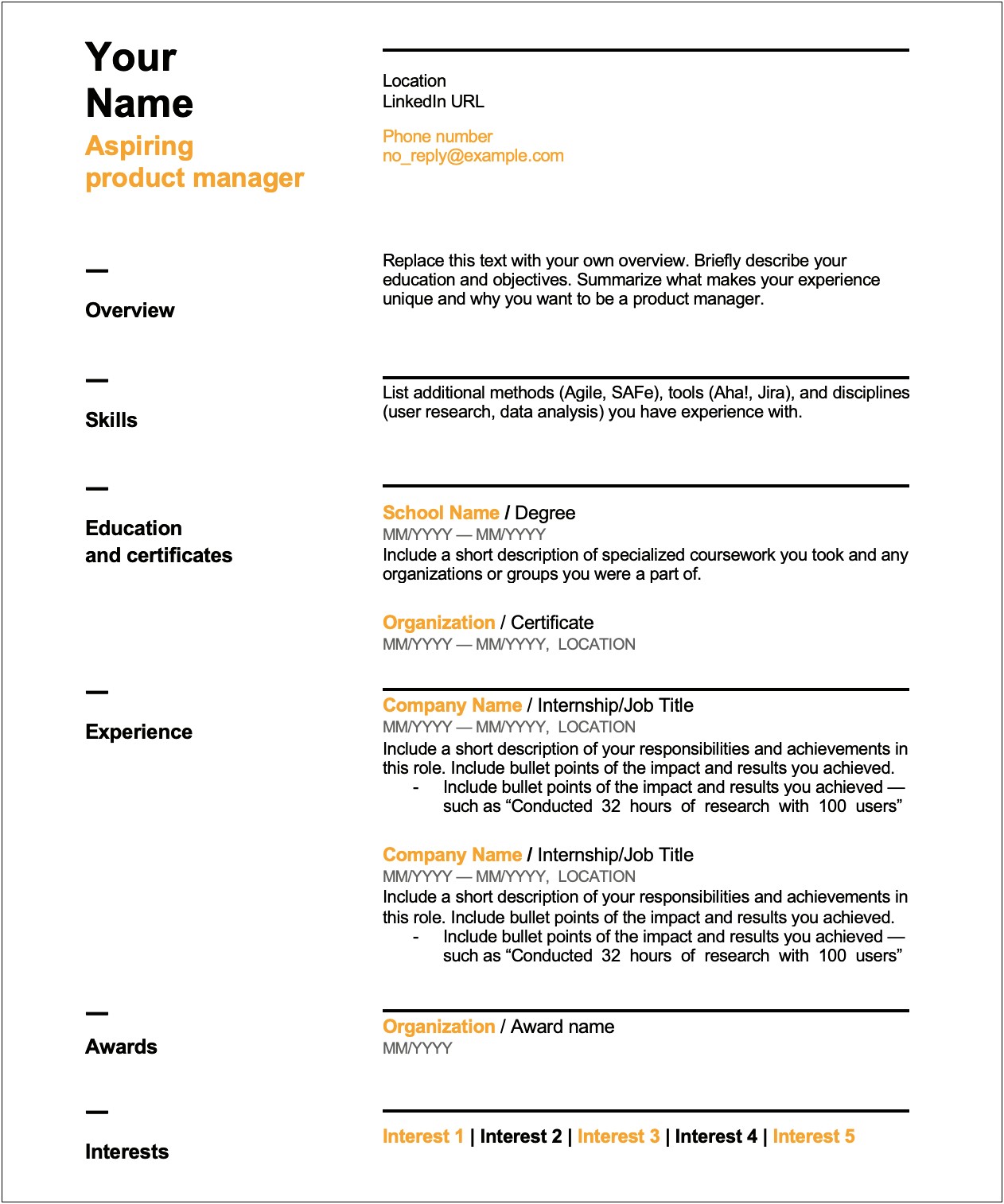 Functional Mid Level Experience Resume Template Word Free