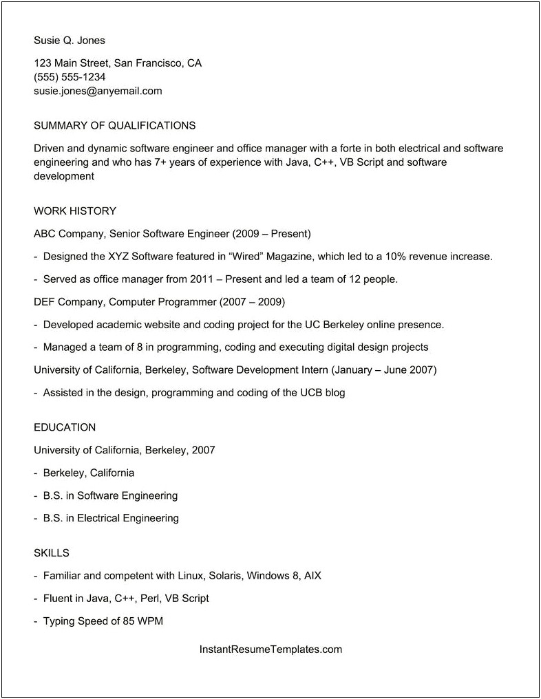 Functional Resume Template For High School Students