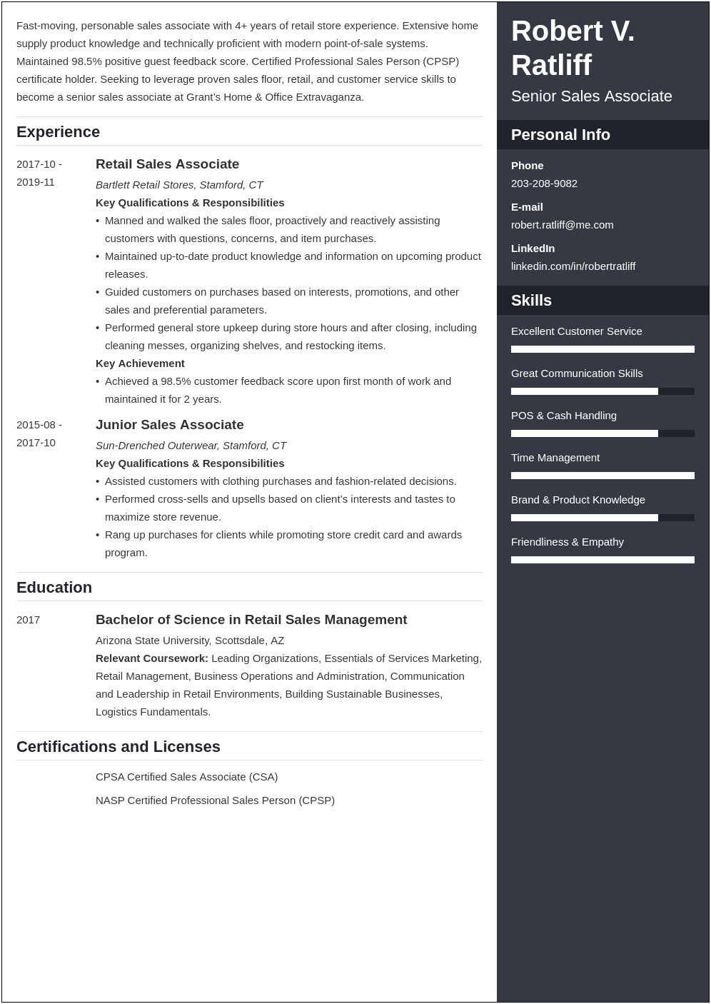 Gap Sales Associate Job Description Resume