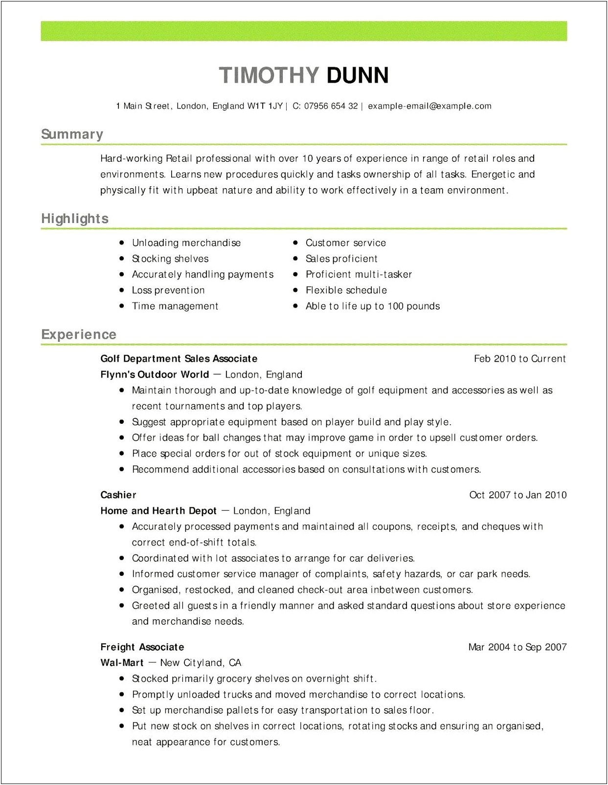 General Manager Job Description For Resume