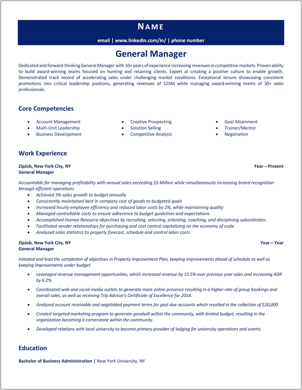 General Manager Sales And Marketing+resume