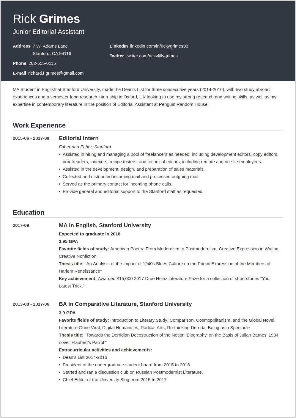 General Objective For College Student Resume