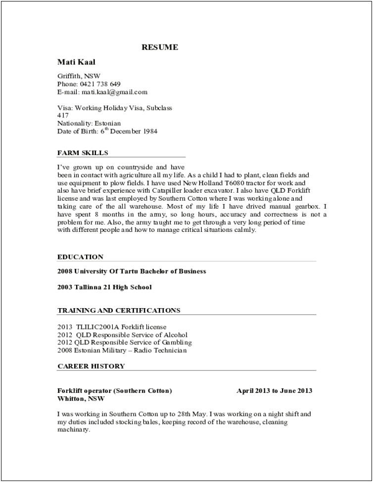 General Resume Examples For Warehouse Worker