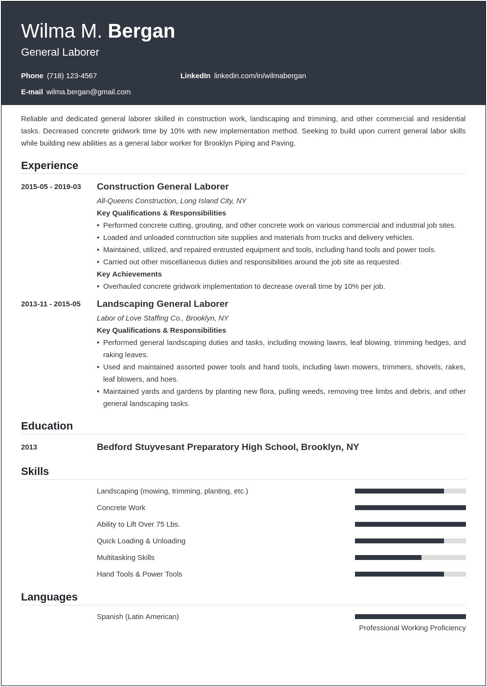 General Resume Objective Examples For Factory Work
