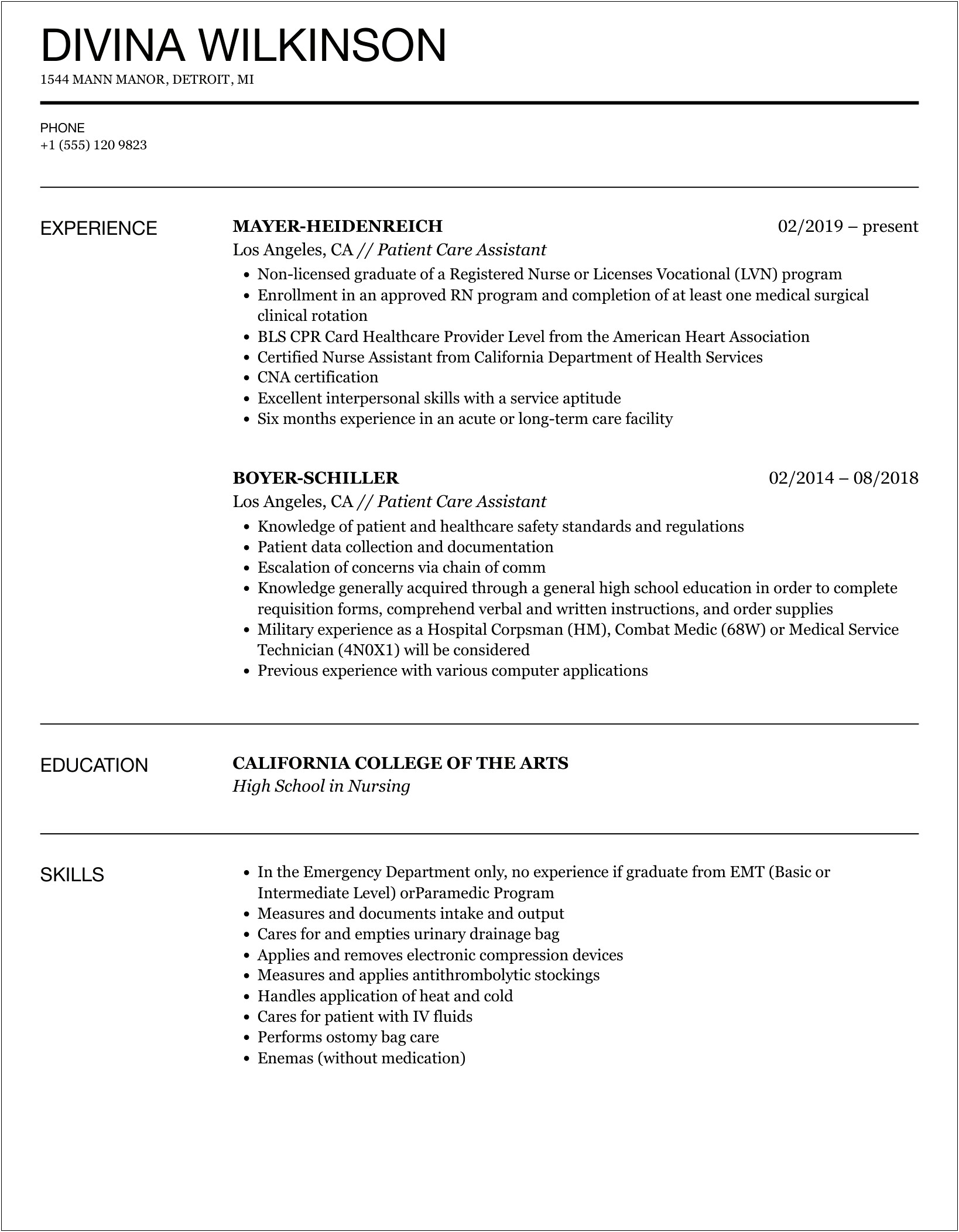 General Resume Objective Examples For Pca