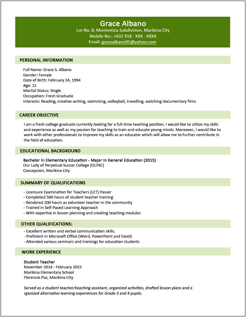 Generic Resume Objective For Part Time Job