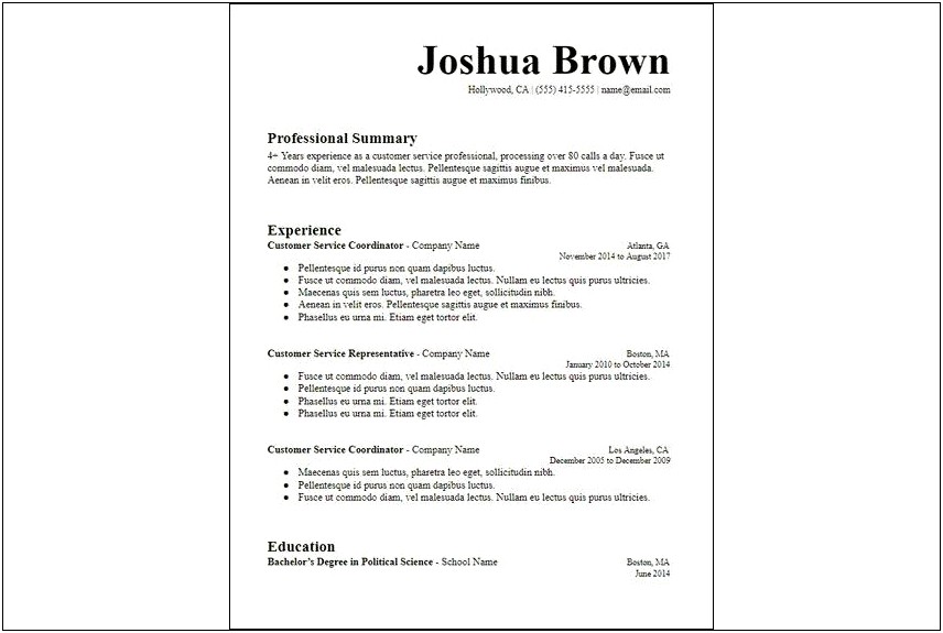 Good Business Self Description For Resume