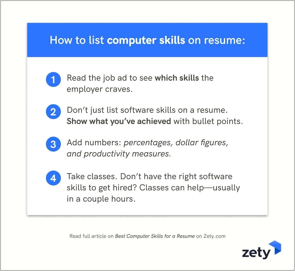Good Computer Skills To List On A Resume