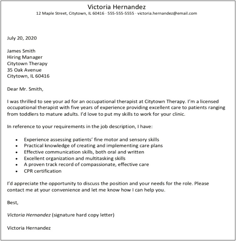 Good Cover Letters For Resumes Examples