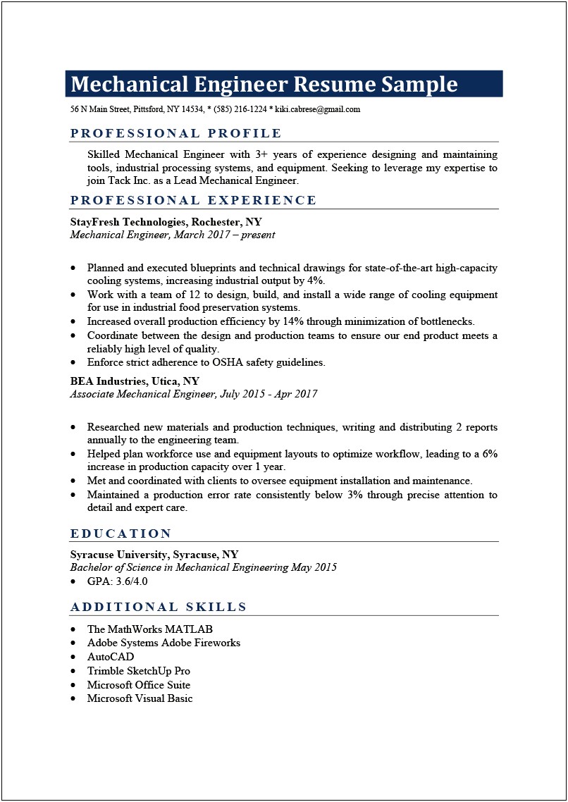 Good Engineer Resume As A Student