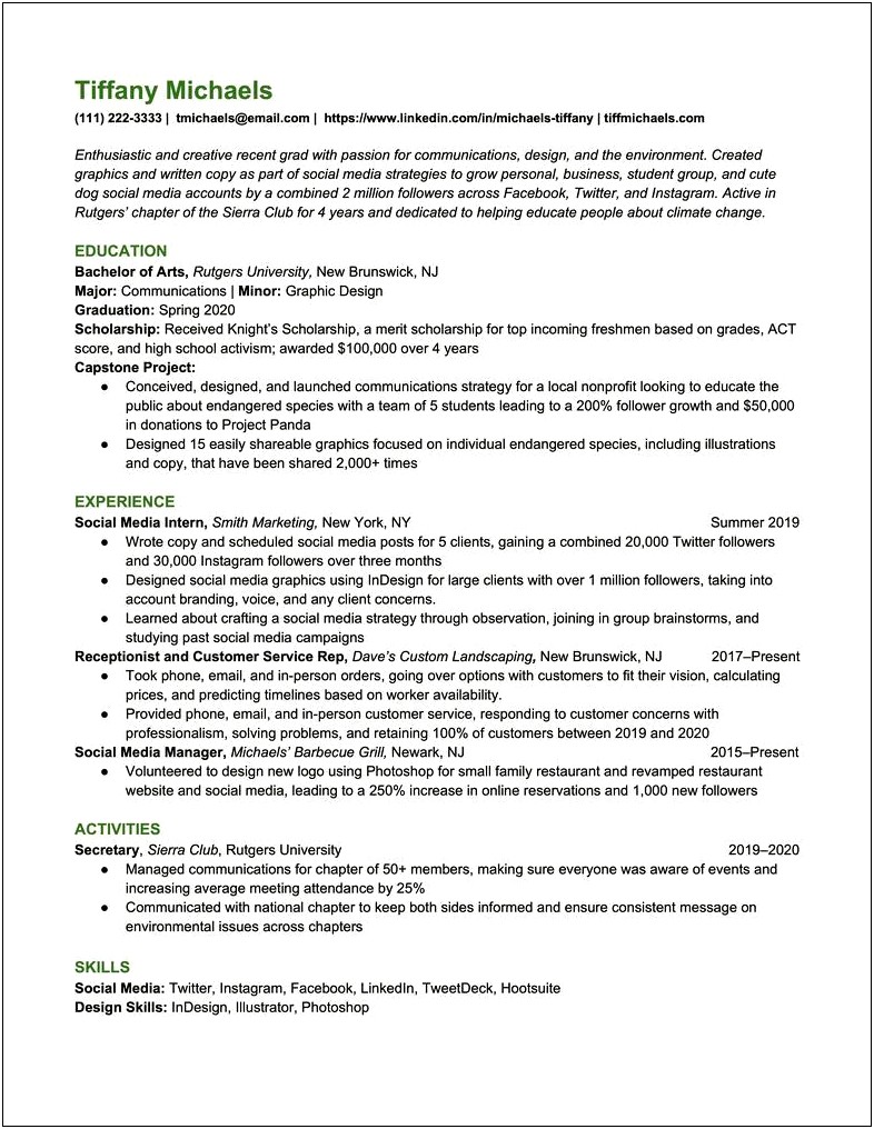 Good Examples Of Entry Level Resumes