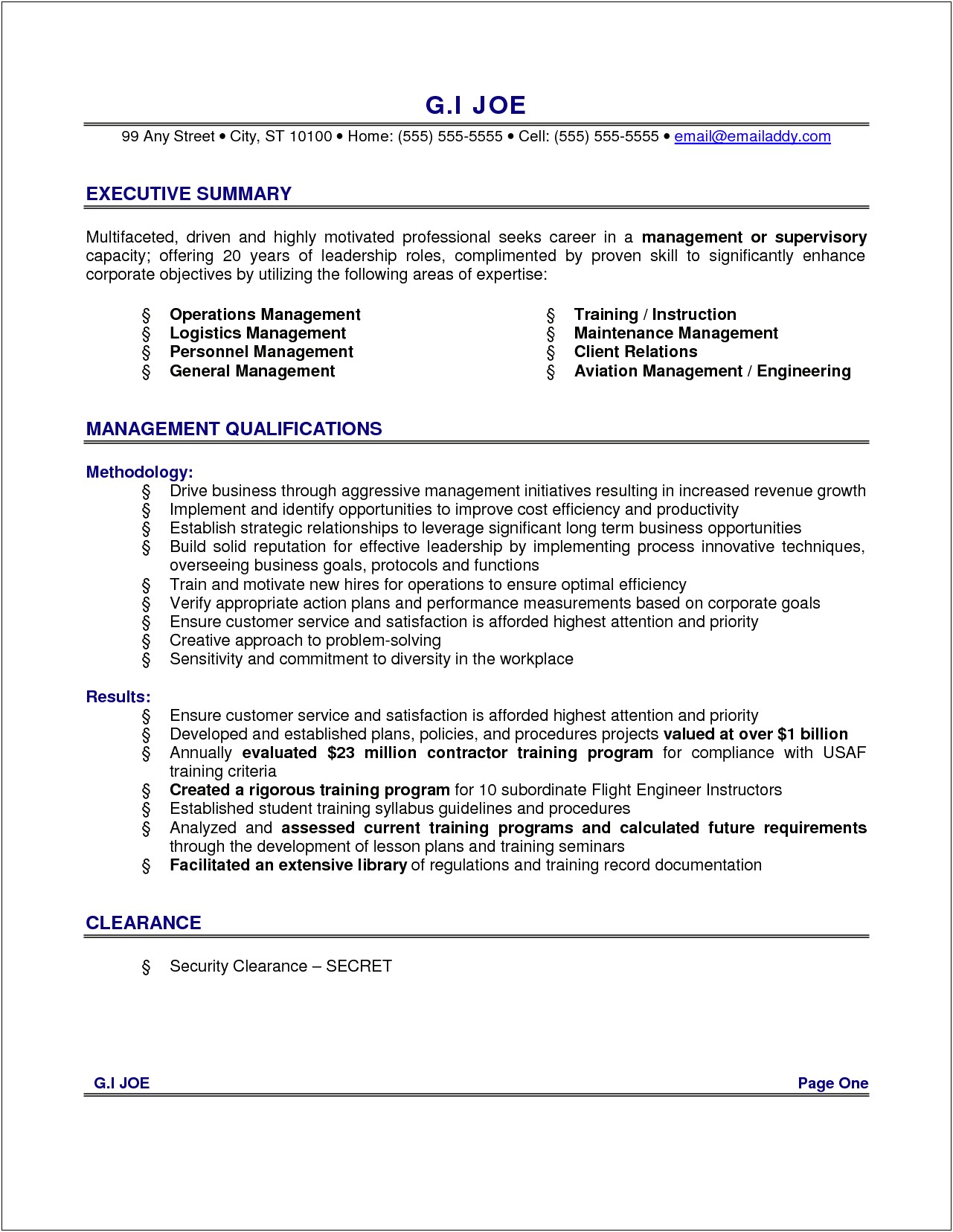 Good Executive Summary Examples For Resume