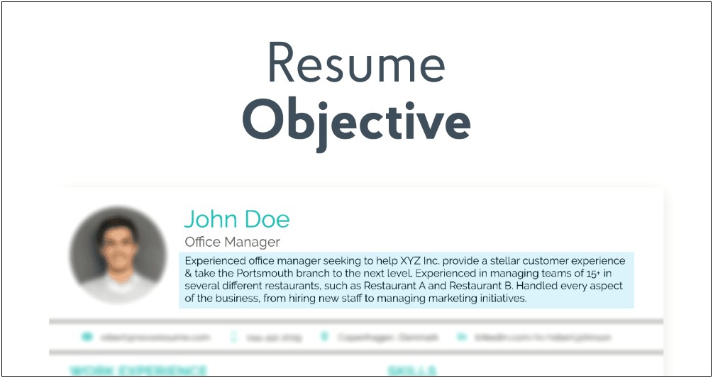 Good Objective For A Restaurant Resume