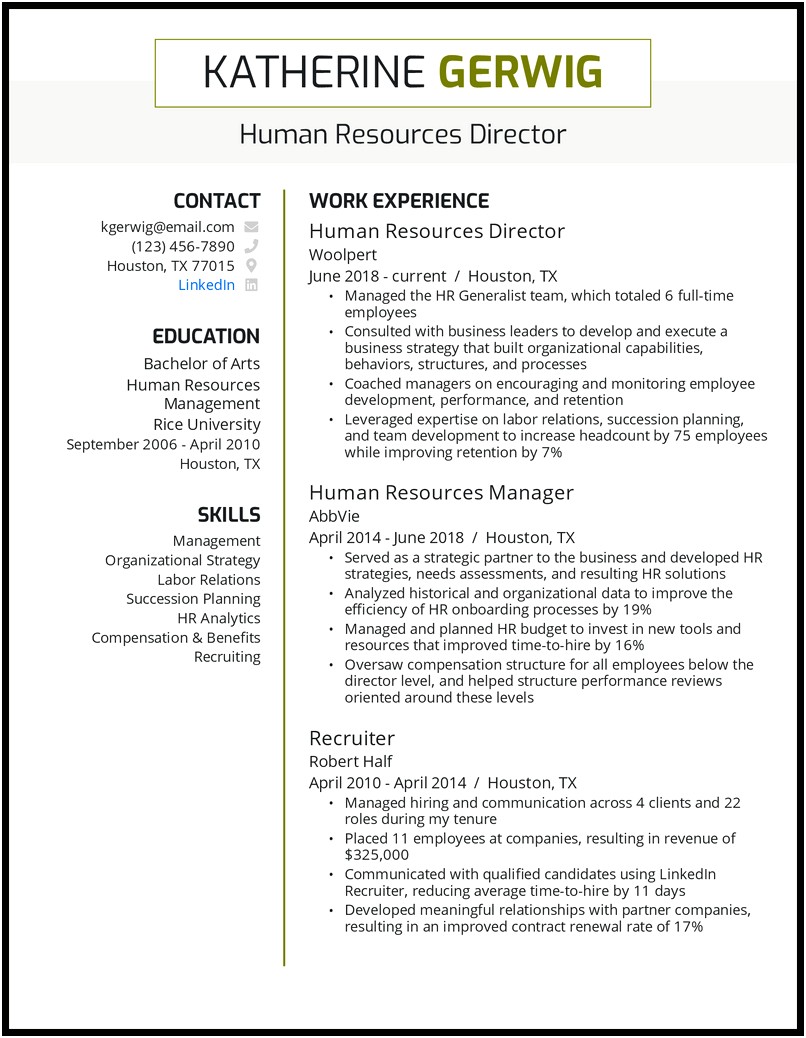 Good Objective For Human Resource Resume