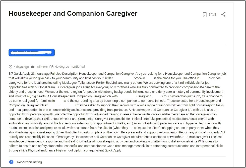 Good Objective For Resume For Companion Caregiver