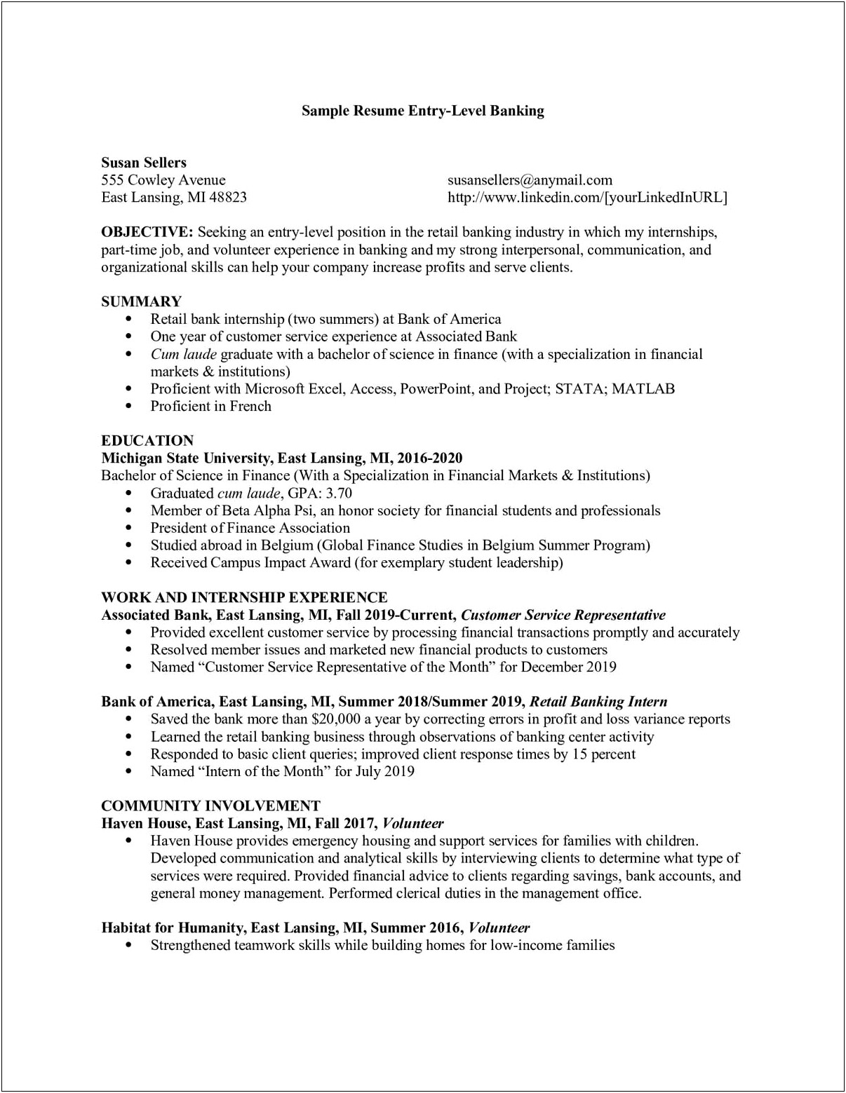 Good Objective Statements For Entry Level Resume