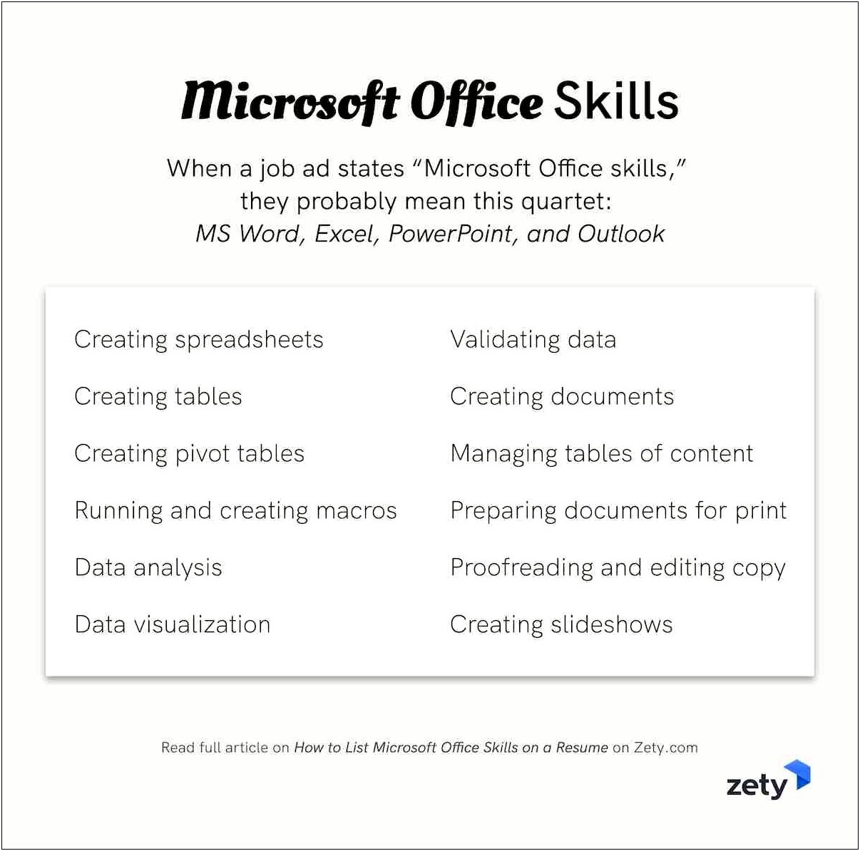 Good Office Skills To Have On Resume