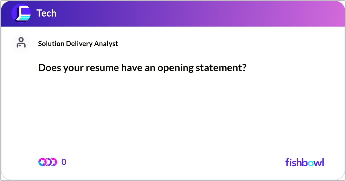Good Opening Statement For A Resume