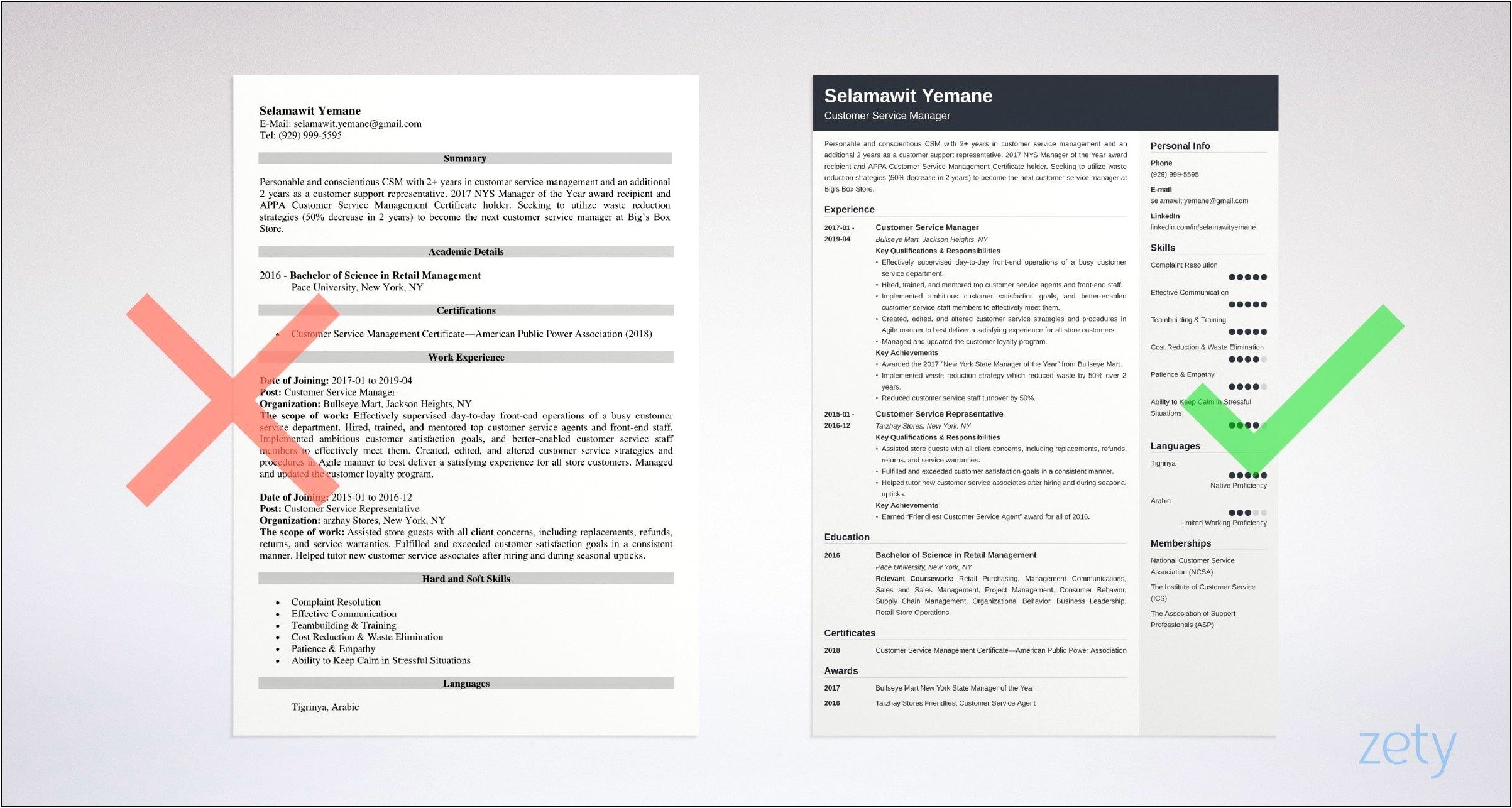 Good Resume Examples For Customer Service