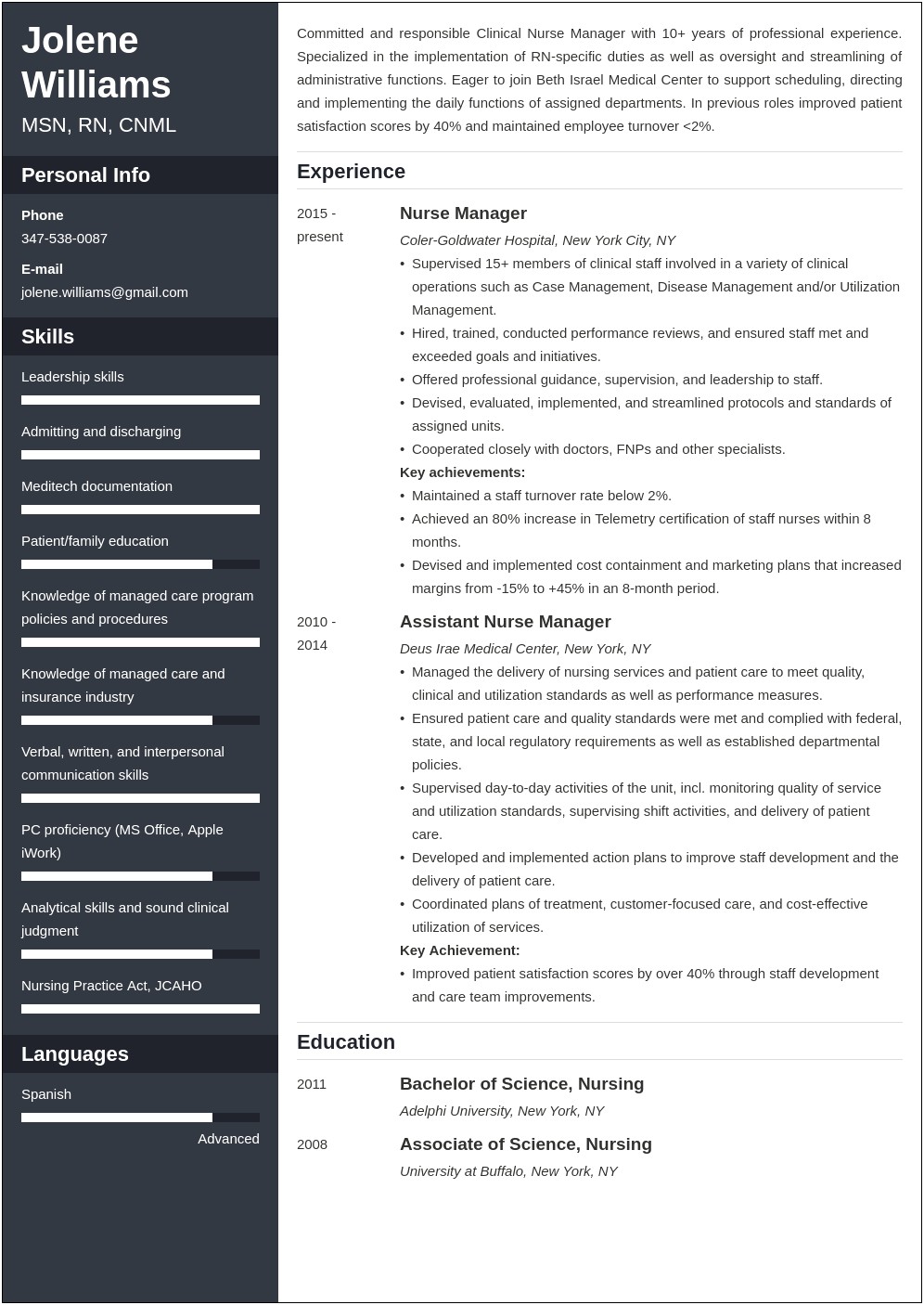 Good Resume Objective For Assistant Nurse Manager