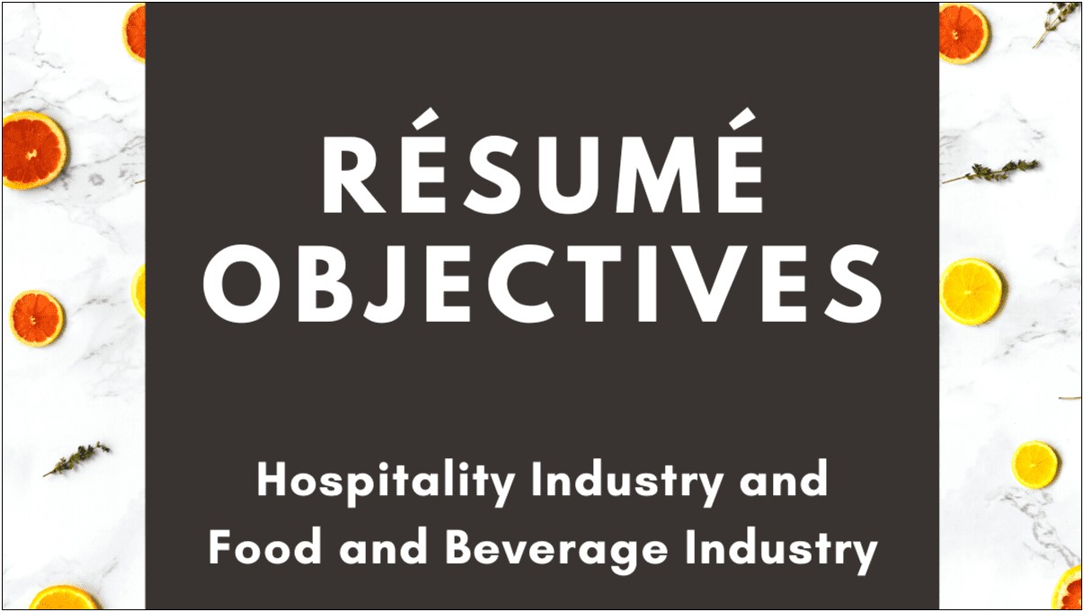 Good Resume Objective For Restaurant Job