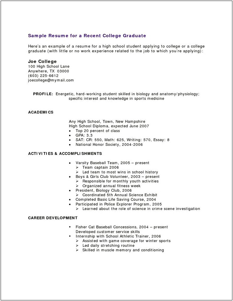 Good Resume Objective For Sports Jobs