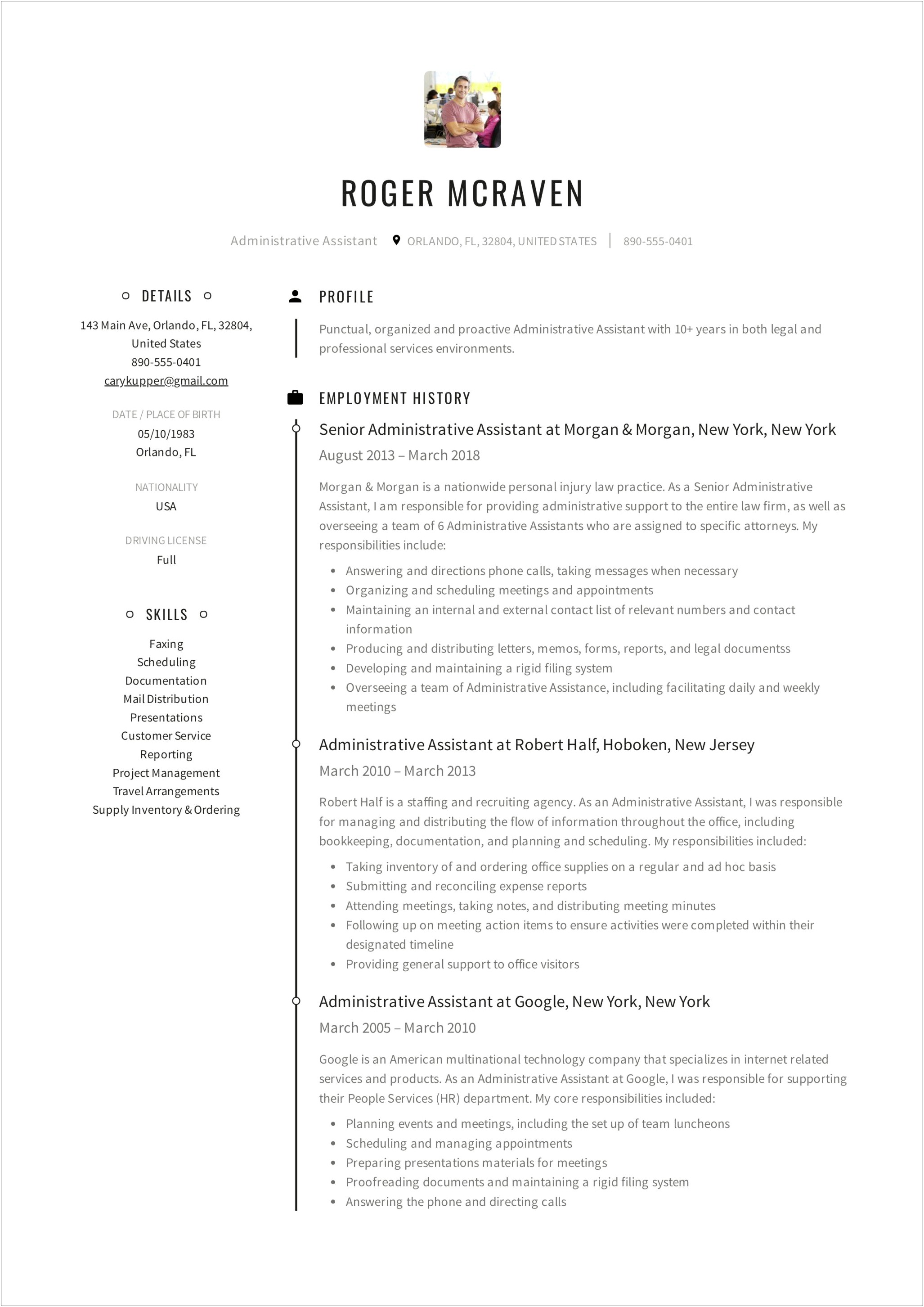 Good Resume Summary For Administrative Office Specialist Position