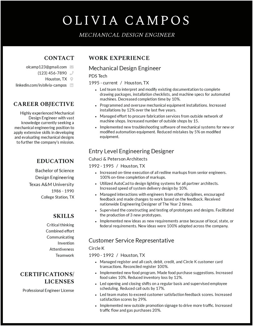 Good Resume Summary For Entry Level Engineering Students
