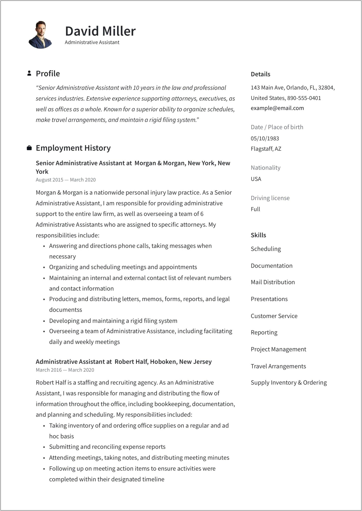 Good Skills For Executive Assistant Resume