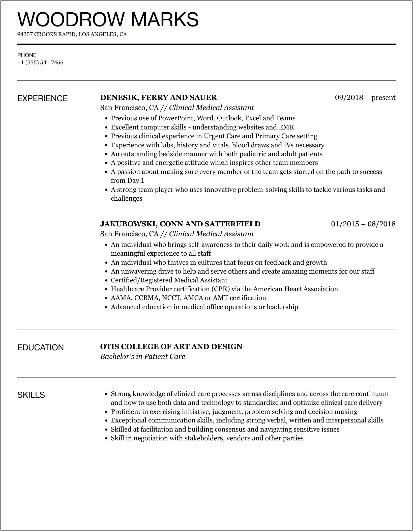 Good Summary For Medical Assistant Resume