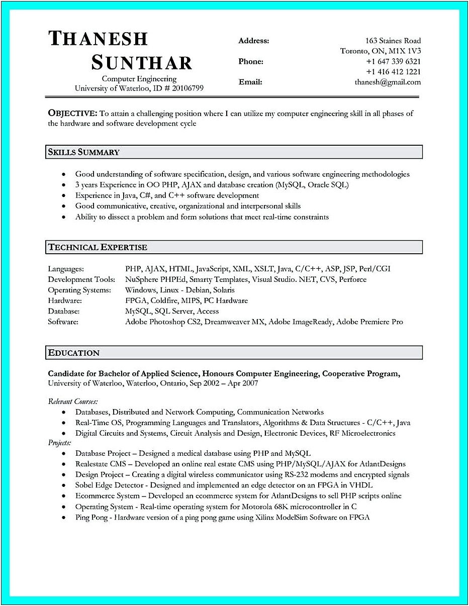 Good Sw And Hw Engineer Resume