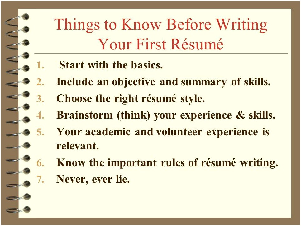 Good Things To Write On Your First Resume