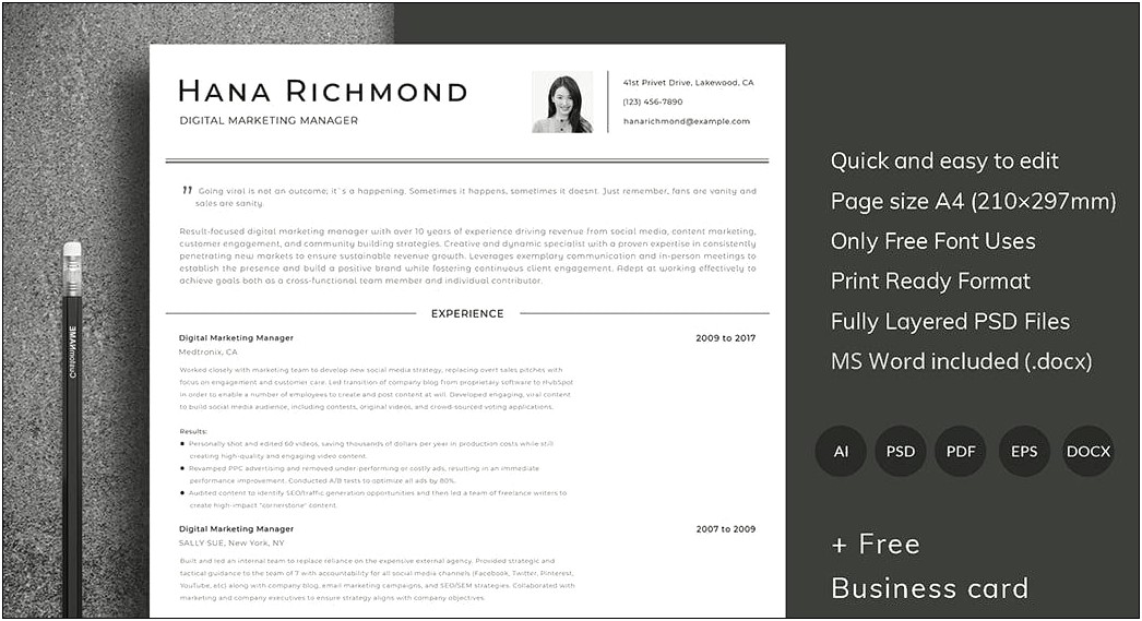 Graphic Designer Ats Friendly Resume Template Free
