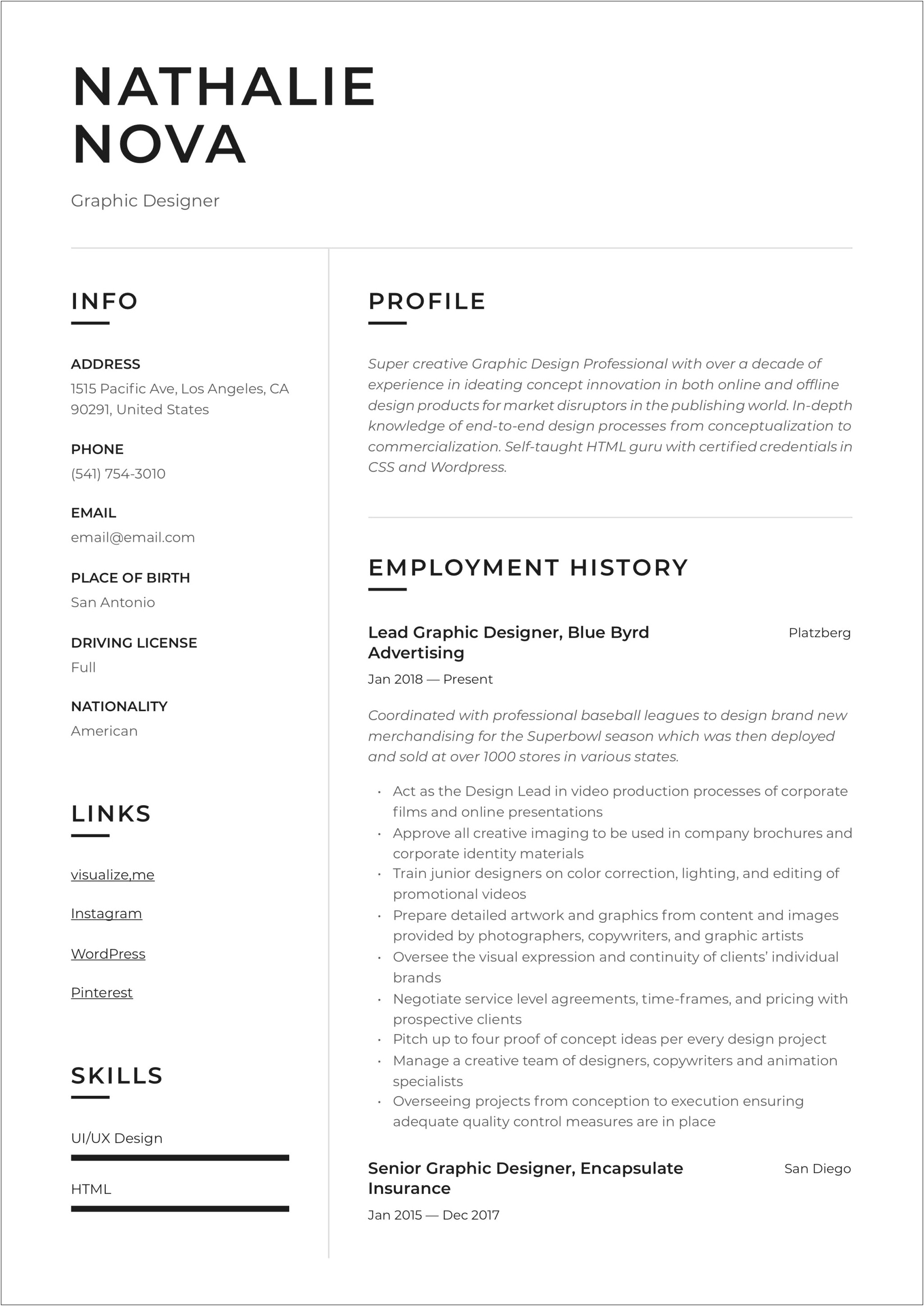 Graphic Designer Resume With No Experience