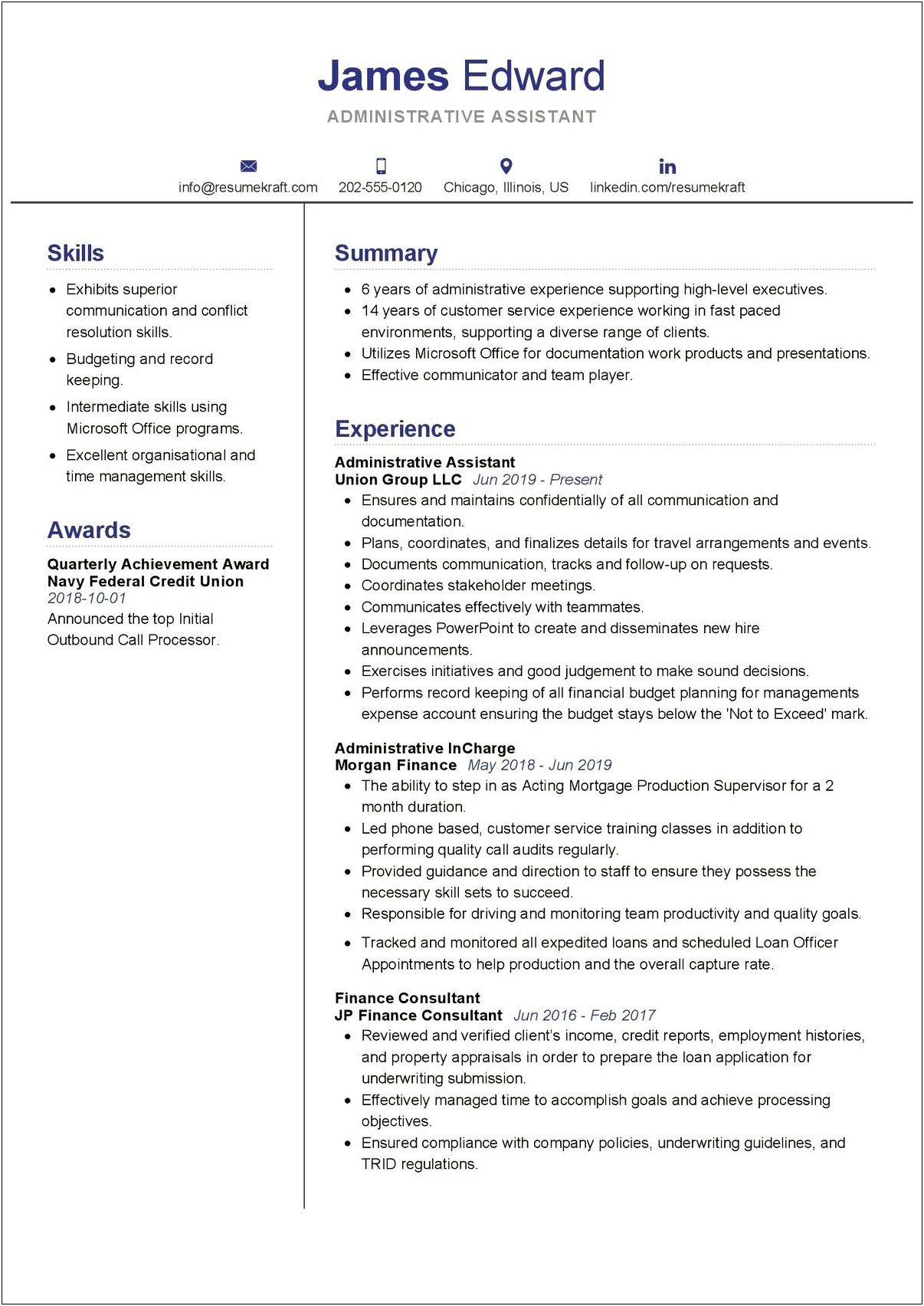 Great Resume Objectives For Administrative Assistant