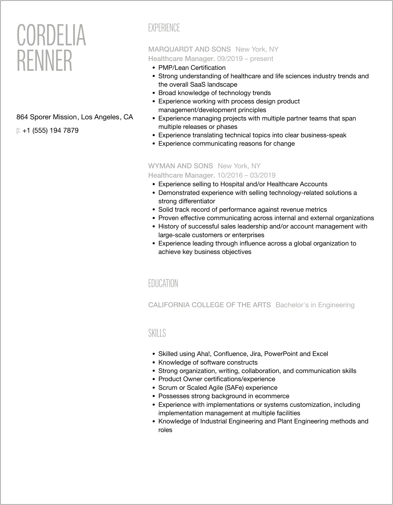 Great Resume Objectives For Management Positions