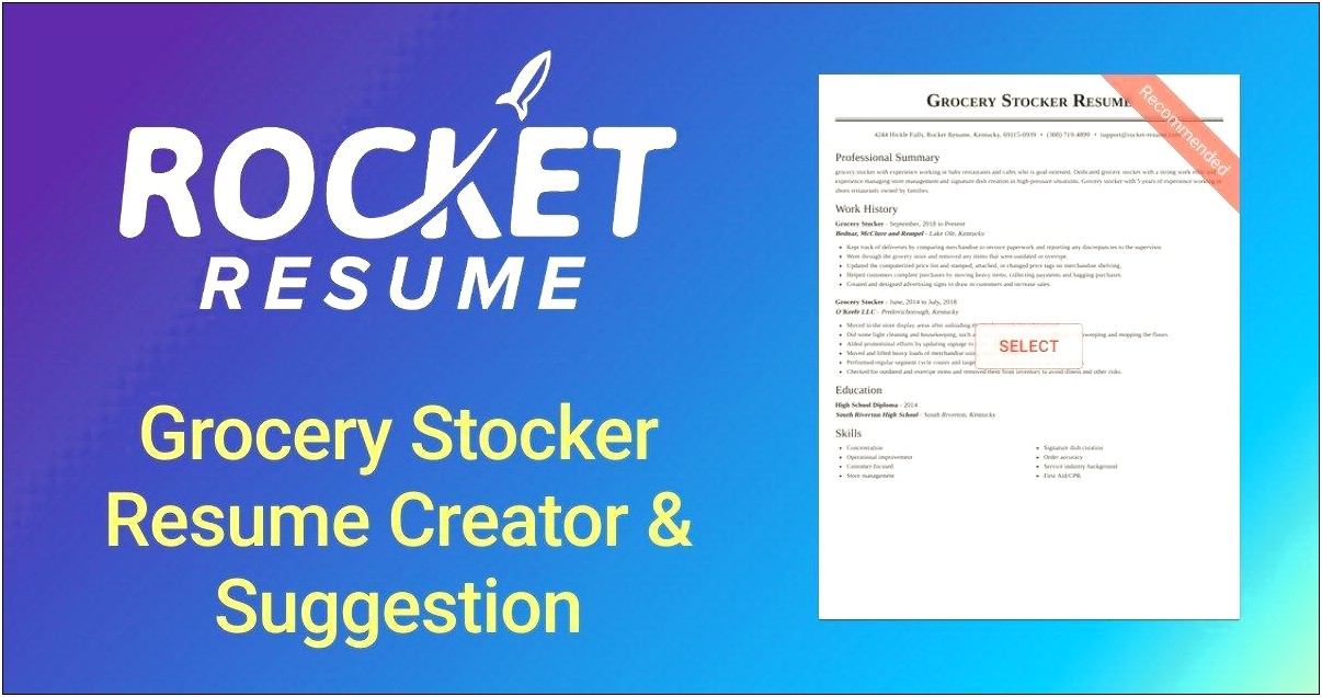 Grocery Stocker Job Description For Resume