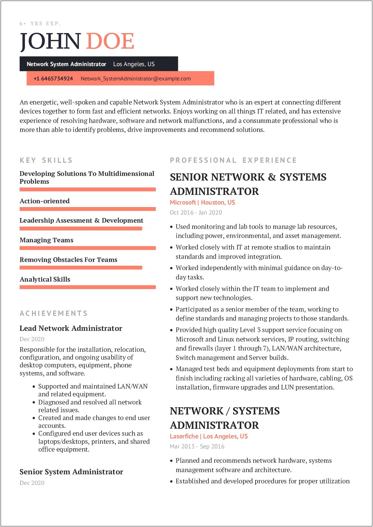 Hardware And Networking Resume For Experience