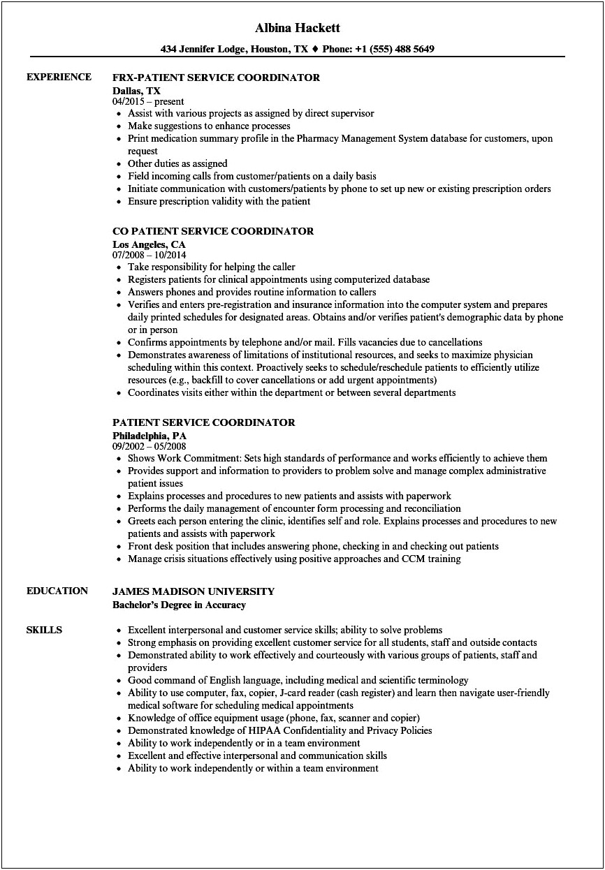 Health Unit Coordinator Job Description Resume