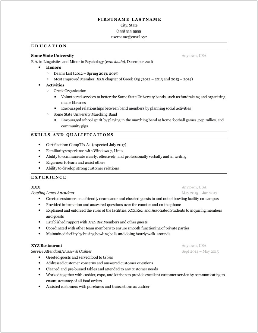 Help Desk Resume Entry Level No Experience