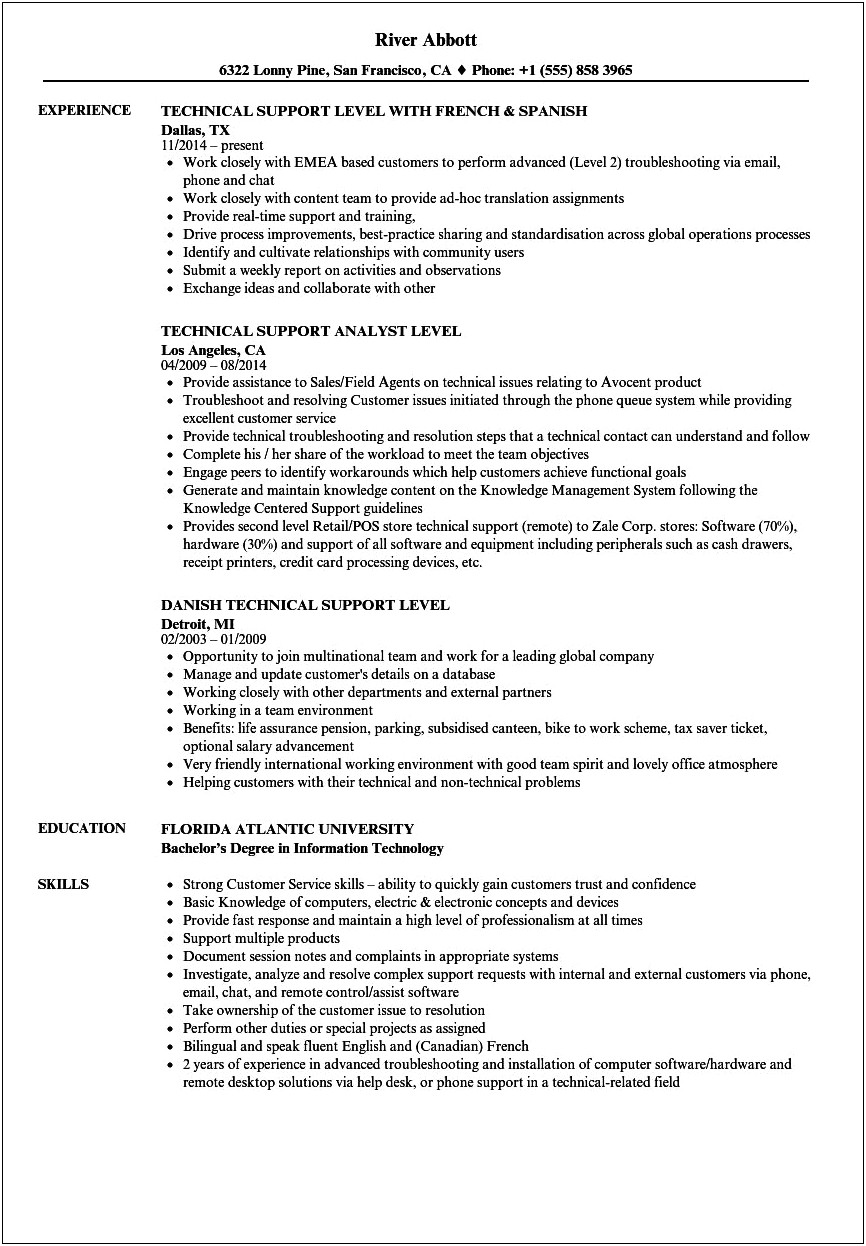 Help Desk Resume Examples Entry Level
