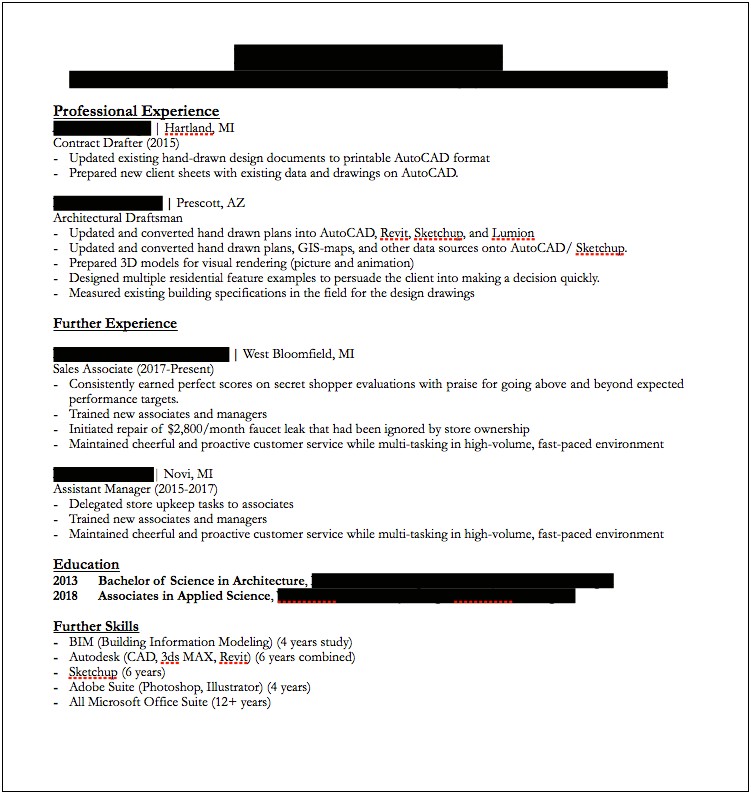 Help With Drafting Resume For Job