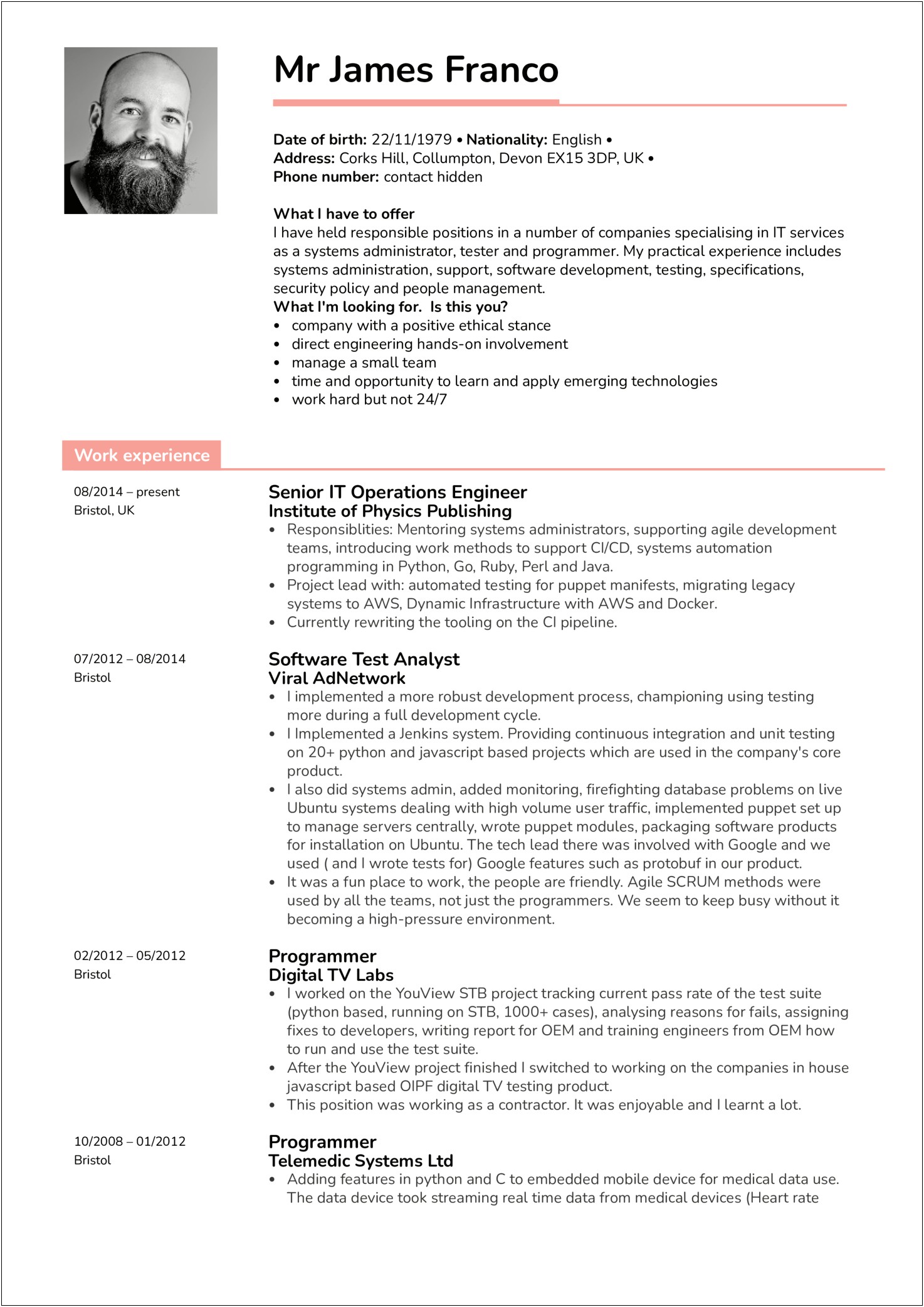 High Level Python On Resume For Project Management