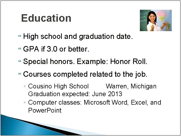 High School Honor Roll On Resume