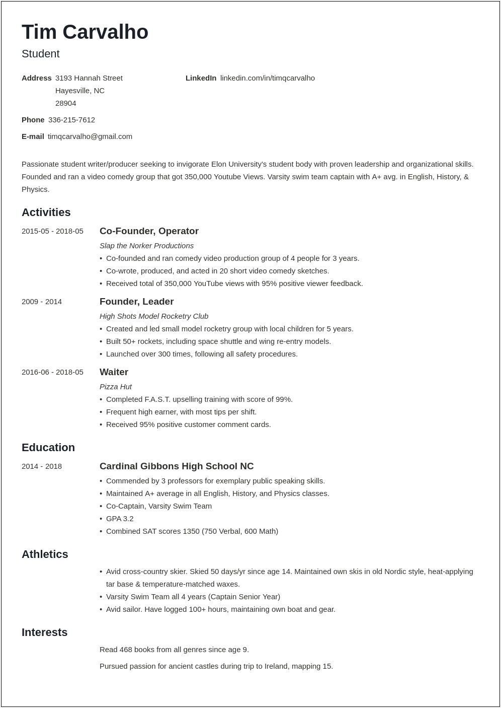High School Resume For College Application Guide