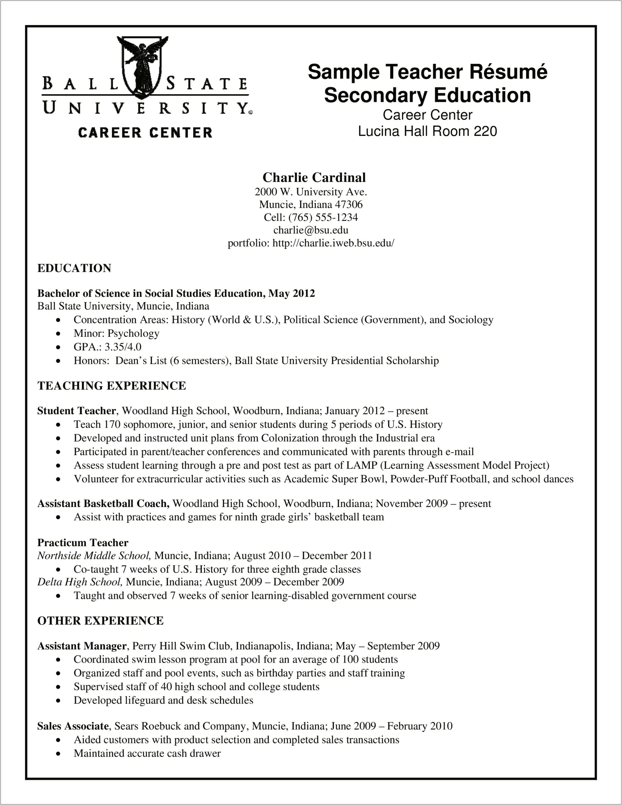 High School Resume For College Scholarships