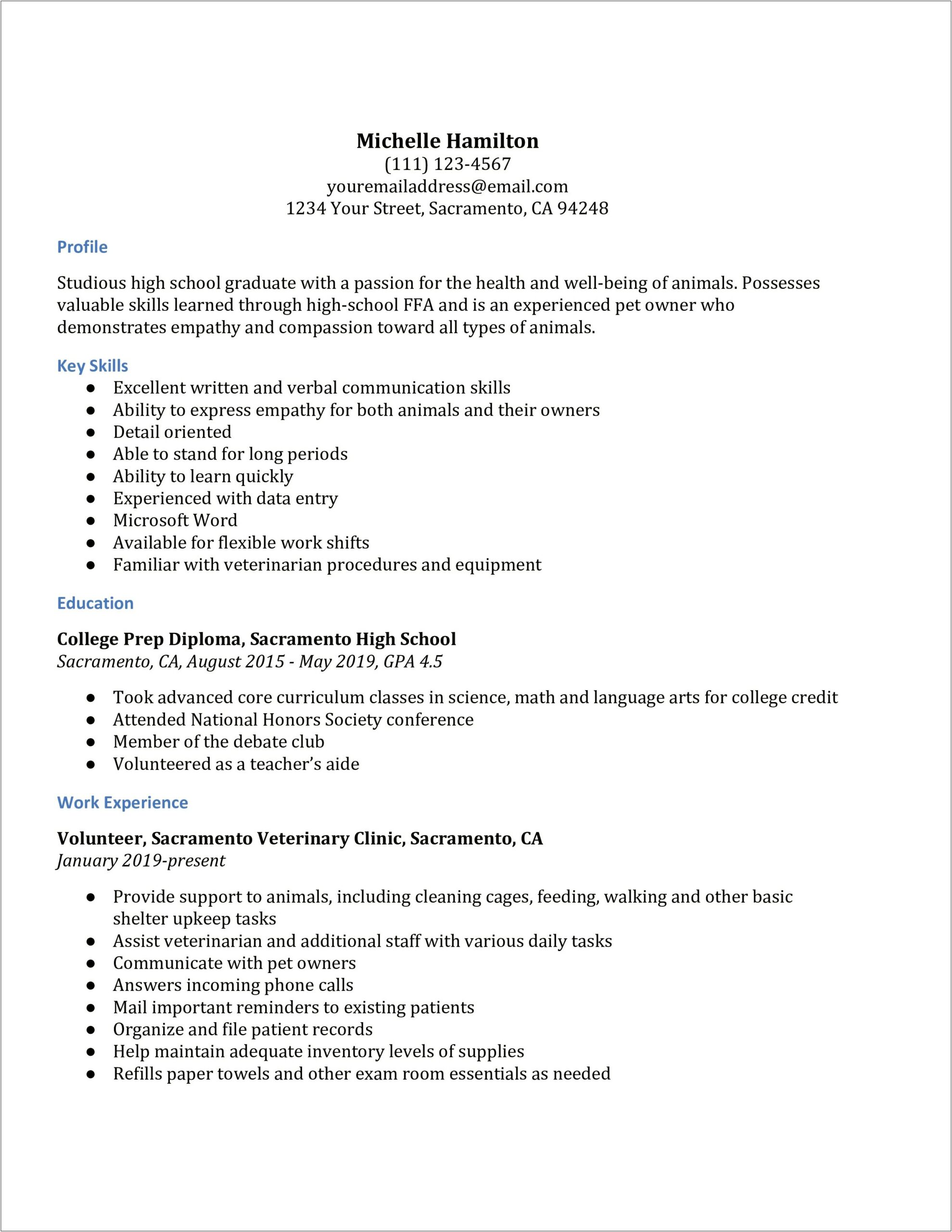 High School Resume For Scholarships Examples
