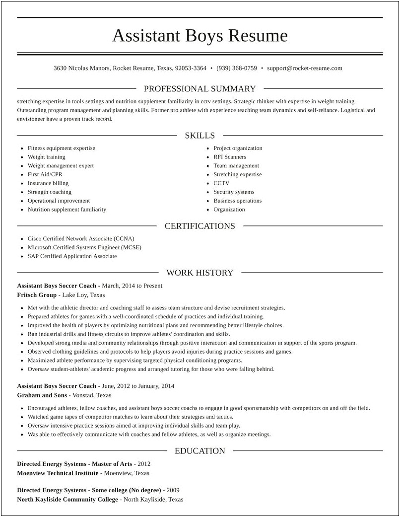 High School Track And Field Coach Resume