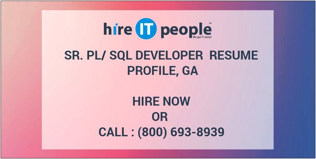 Hireit Oracle Pl Sql Resume 3 Years Experience