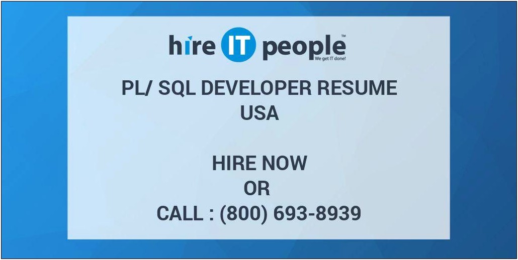 Hireit Oracle Pl Sql Resume 4 Years Experience